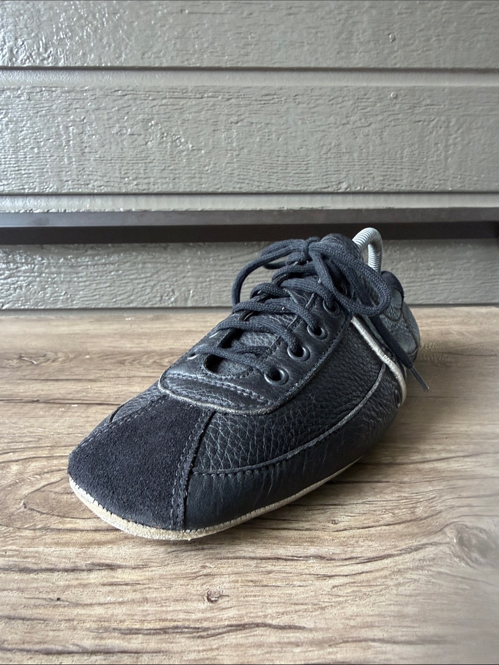 Prada Men's Black Leather & Suede Driving Shoe size 6.5 Made in Italy